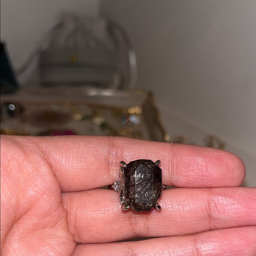 Black Rutilated Quartz Ring